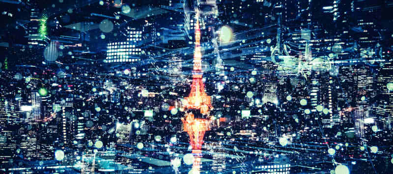 東京の街並みのコラージュ画像