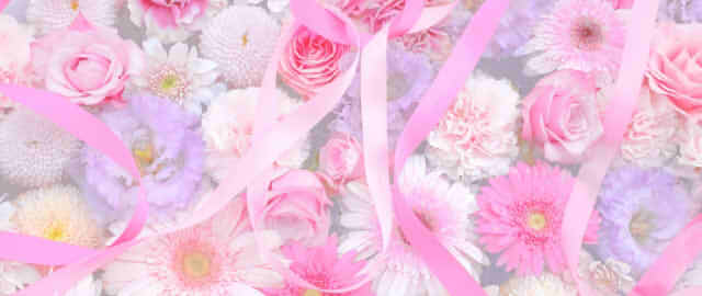 花とリボンのロマンチックな画像